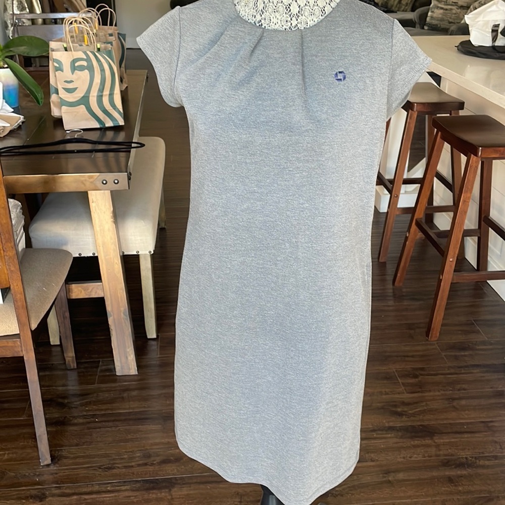 Chase Lands' End Light Gray Knit Shift Dress